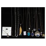 Sterling Silver Necklaces, Many With Pendants, Various Lengths, Qty 13, Approx 136 g Combined Total 