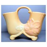 Weller Pottery Dogwood Pattern Double And Single Vases, Both Approx 6.5" H