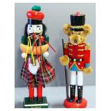Scotland Bagpiper And Bear Guard Nutcrackers, Qty 2, Each Approx 15" High