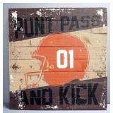 Wood "Punt, Pass And Kick" Football Wall Art