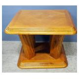 Side Table With In-Lay Look, Arched Legs And Lower Shelf, 20" High x 27" Wide x 24" Deep, Matches Lo