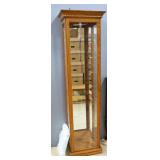 Philip Reinisch Co Solid Oak Lighted Display Cabinet, 69" High x 19.25" Wide x 12.75" Deep, With 7 G