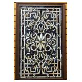 Leaded Framed Stained Glass Style Adornment, 23" Wide x 31" High