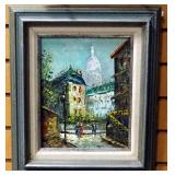 Original Oil On Canvas Of Street Scene, Signed Davidson, Framed, 13" Wide x 15" High