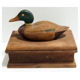 Telemania Mallard Phone And Wood Storage Box With Mallard Top Lid
