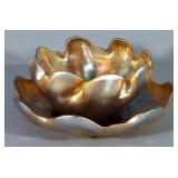 Louis Comfort Tiffany Iridescent Favrile Bowl (2.5" H x 4.5" Dia) And Plate (6" Dia)