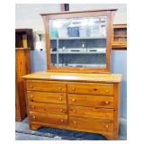 Kincaid Shaker Ridge Solid Wood Dresser, 23.5" H x 58" W x 18.5" D, With Beveled Mirror, Matches Lot