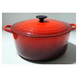 Le Crueset Enameled Cast Iron Round Dutch Ovens, Qty 2, One Marked 28, Other Marked 30, Both With Li