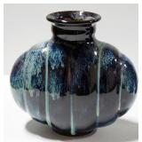 Ceramic Vases And Bowls, Total Qty 4, Mottled Blue And Frog Designs