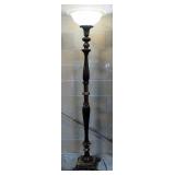 Floor Lamp With Brass And Marble Base, 71" High, Powers On, Matches Lot 88