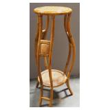 Pedestal With Bamboo Style Frame And Ready Apply Woven Shelves, 36" High x 13" Diameter