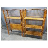 Matching Bamboo Style Shelving, Each With 3 Total Shelves, Collapsible, 42" High x 27" Wide x  11" D