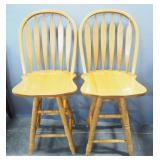 Swivel Bar Stools With Spindle Slat Back, Qty 2, Approx 44" High