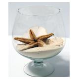 Pedestal Bowls With Sand And Sea Life Creatures, Qty 2, Each Approx 9.5" High