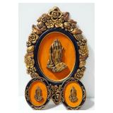 High Relief Images Of Praying Hands In Molded Plaster Frames, Qty 3