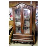 Solid Wood Curio Cabinet With Single Drawer And Key, 79" x 39" x 20"