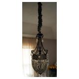 Metal Tear Drop 3 Light Chandelier With Charm Accents, 30"