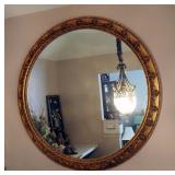 Vintage Carved Wood Mirror, 46" Round