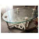 Oval Glass Top Table, 15.5" x 34" x 23"