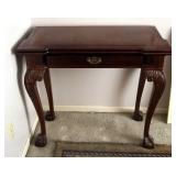 Solid Wood Accent Table With Carved Ball And Claw Feet, 29.5" x 34" x 16.5"