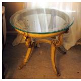 Round Glass top Accent Table, 21.5 x 23.5"