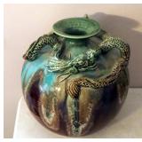 Clay Dragon Pot, 11.5" Tall, And Hand Made Clay Pot, 6" Tall