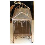 Decorative Metal Framed Glass Terrarium, 16" x 18" x 10", Assorted Vases, And Planters