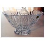 Crystal Serving Bowls, 10" Square Footed Cake Stand, Book Ends, And Champaign Glass Set, In Original