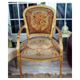 Upholstered Round Back Armless Accent Chair, And Needle Point Arm Chair