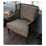 Upholstered Arm Chair With Rounded Cane Back