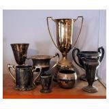 Silver Plate Trophy Cups, Qty 7