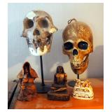 Battery Operated Human Skull, Faux Ape Skull, Clay Monk, And More