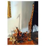 Carved Wood, Leather Wrapped, And Ceramic Giraffe Collection, Various Sizes, Qty 14
