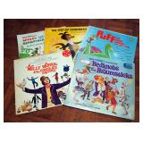 Vintage Childrens Record Collection Including Willie Wonkas Chocolate Factory, Bed Knobs And Broomst