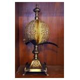 Vintage Onyx And Brass, Elliot English Carriage Clock, Stone Vase, Bookends, And Decorative Finials