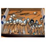Silver Plate Spoon Collection Including, State Spoons, Baby Spoons, Wood Felt Lined Storage Box And 