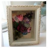 Converted Oil Table Lamp, Battery Operated Clocks, Floral Shadow Box, And More, 7 Pieces Total