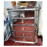 Mirrored 5 Drawer, Chest Of Drawers, With Felt Lined Drawers 30" x 23" x 14", And Mirrored 1 Drawer/