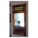 Beveled Glass Mirror With Farm Scene, 36" x 16"