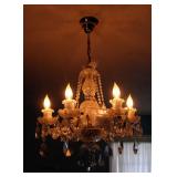 Crystal 6 Light Charmed Chandelier, Damage To The Crown, 20" Round