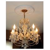 Vintage Crystal 5 Light Chandelier, 21" Round