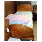 Solid Wood Twin Bed, Includes Head Board 48" x 39", Foot Board 29" x 39", Box Spring, Mattress And B