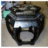 Oriental Side Table With Inlay Design, 18.5" x 20" x 20"