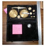 Vintage Portable Brass Balance Scale With Case And Weights