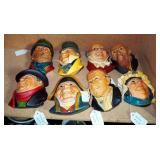 Bossons Charles Dickens Character Heads, Qty 8, Including Bumble, Sikes, Gamp, Weller, And More