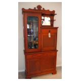 Antique Solid Wood 3-Drawer Drop Front Secretary With Carved Crown