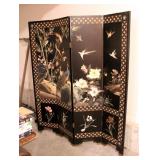 Carved Solid Wood 4 -Panel Room Partition With Intricate Floral And Aviary Design, 72" x 64" (16" Pa