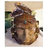 Vintage McCoy Pottery Pontiac Indian Head Cookie Jar, 11.5" Tall