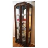 Solid Wood Beveled Glass 2 Door Curio Cabinet With 4 Glass Shelves, 82.5" x 31.5" x 15"