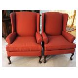 Thomasville Upholstered Wing-Back Chairs, Qty 2, 40" x 30" x 28"